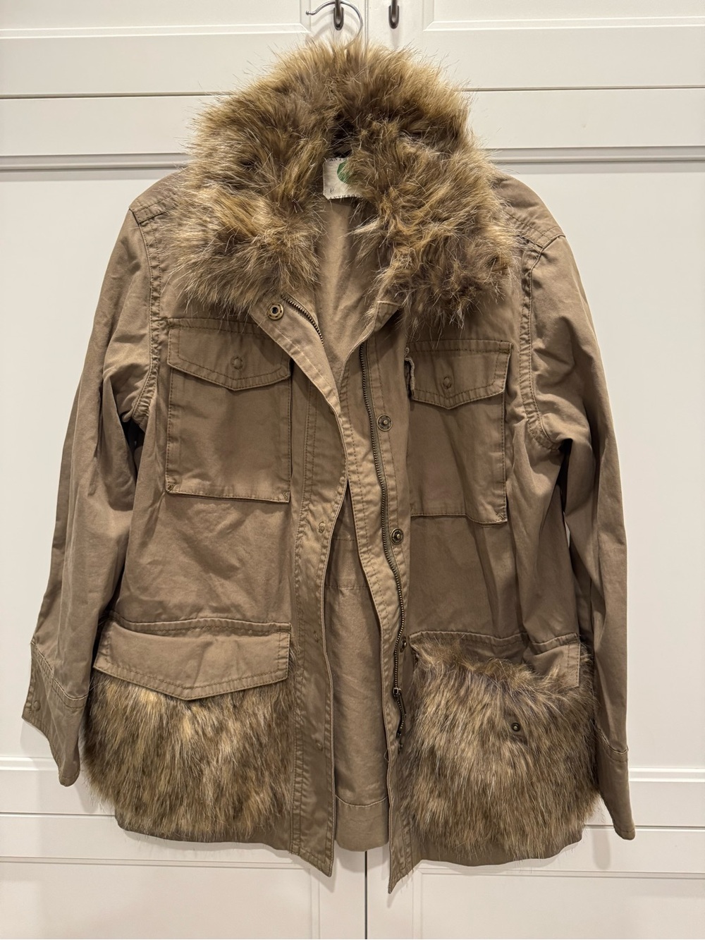 Anthropologie Parka Jacket with Faux Fur Trim